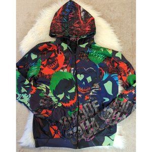 Suicide Squad Mens Joker Anime Print Full Zip Hoodie Sweatshirt Multicolor Size